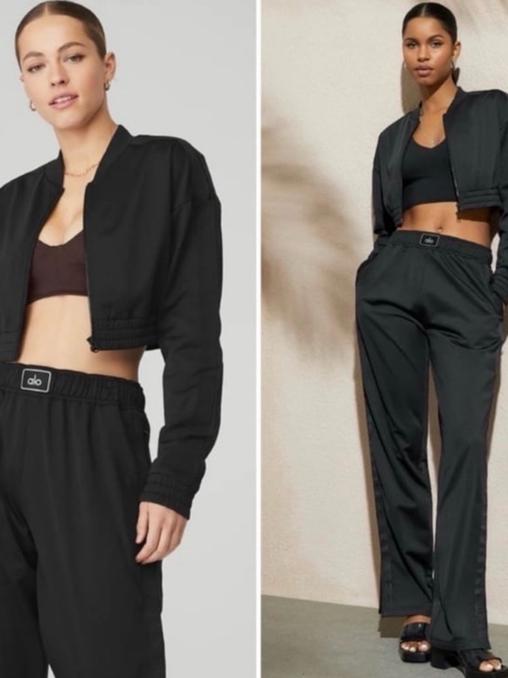 ALO Yoga Prizewinner High-Rise Wide Leg Logo Waistband Track Pants Large